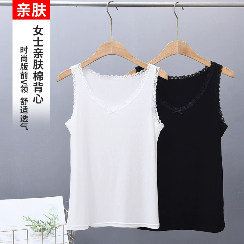 2023 Летний Новый Стиль кружевной бант с V-образным вырезом кружевной Модный Универсальный широкий плечевой ремень маленький жилет для женщин