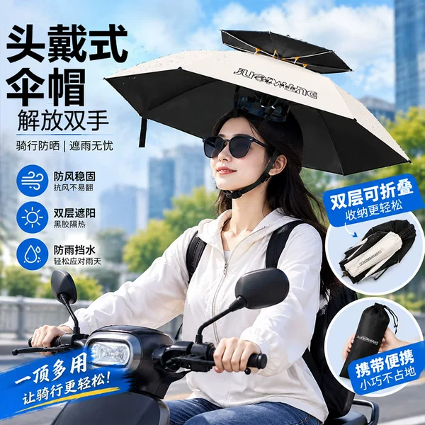 Umbrella hat, hands-free, portable, head-mounted umbrella, rain hat, suitable for farming and fishing