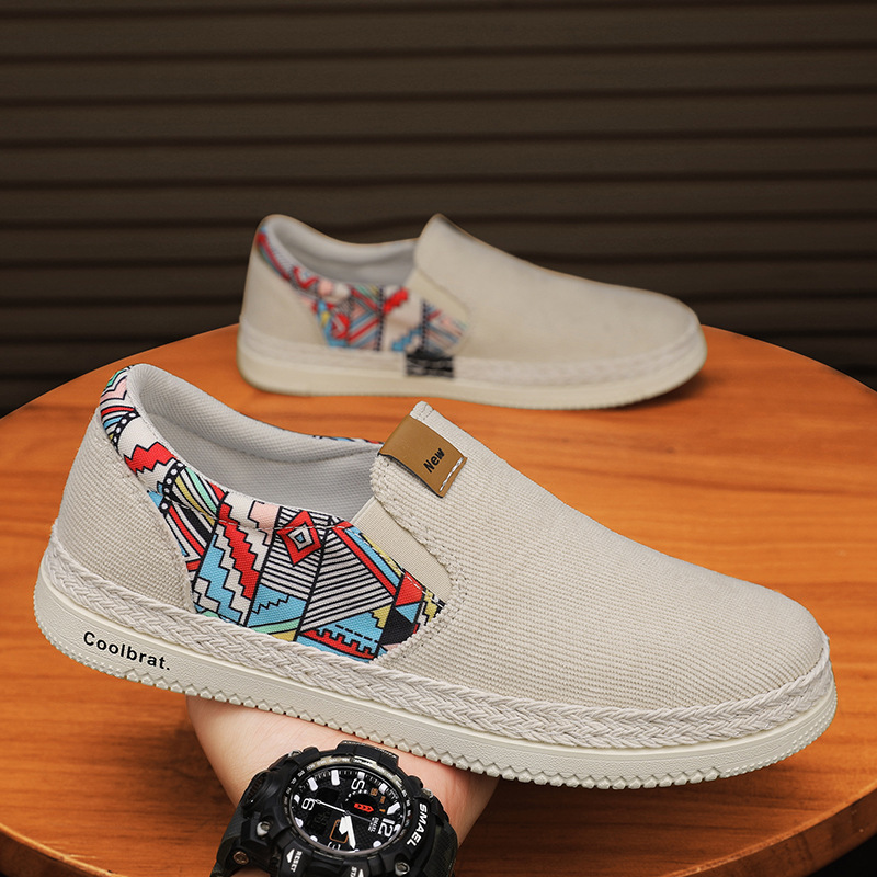 Zapatillas de Lona Primavera 2026, Estilo Étnico, Calzado Casual para Hombre, Sin Cordones, Estilo Pekín Antiguo, Modernas
