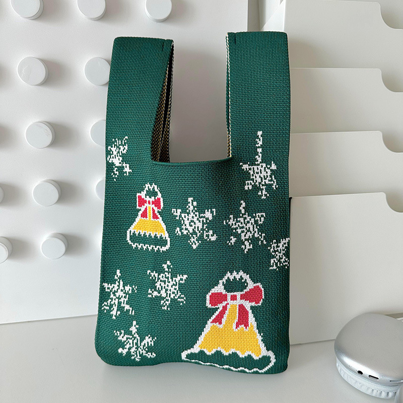 Bolsa de hombro de punto para mujeres Navidad Noche de Navidad versátil bolsas de mano de gran capacidad bolsas de regalo de manzana al por mayor