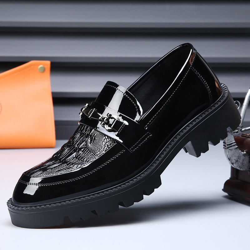 Slip-On Men's Shoes, Large Size Business Formal Wear, Casual Leather Shoes, Men's Comfortable, Breathable, Height-Increasing Trendy Loafers