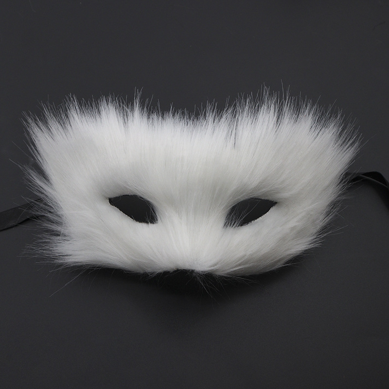 Oferta exclusiva de Amazon Venta caliente máscara de media cara de zorro de pelo largo fiesta de baile máscara de zorro de peluche sexy