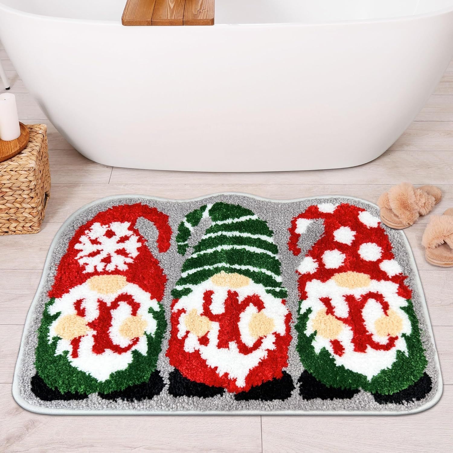 Kerstmat antislip van imitatiekasjmier voor badkamer en slaapkamer_voghion.com
