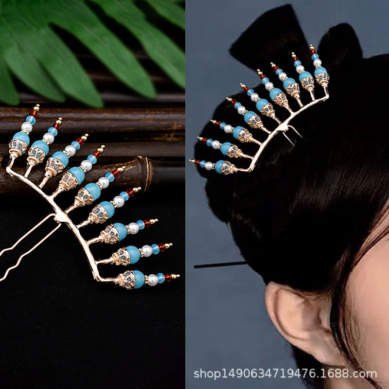 New style hanfu ancient style clothing Tang style Song Dynasty Ming hairpin hair accessories Pearl pair hairpin ancient costume Hanfu daily accessories