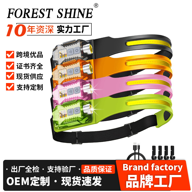 Nuevo faro transfronterizo multifuncional cob al aire libre de montaje nocturno iluminación montada en la cabeza luz de trabajo de emergencia de larga duración