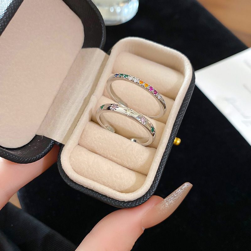 Anillo de apertura de espiga de circonio de vintage medieval anillo de todo fósforo de nicho femenino joyería de alta gama de lujo ligero retro