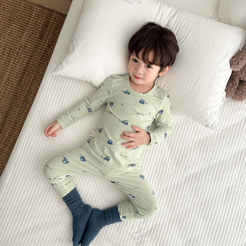 Children's Underwear Set Lycra Cotton Thin Seamless Baby Thermal Tops and Bottoms Boys and Girls Homewear 2025 Autumn