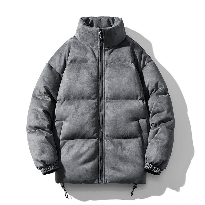 Men's Stand Collar Casual Puffer Jacket – Japanese Streetwear-Inspired Polyester Winter Coat (S-3XL, Lightweight Warmth, Minimalist Design)_voghion.com