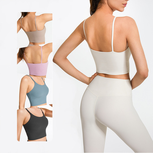 European and American cross-border new spring and summer women's yoga tops fitness running sports bras ribbed tank top yoga backless top