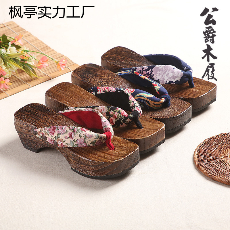 Japanese-Style Wooden Satin High-Heeled Paulownia Flat Sandals Women's Clogs Cosplay Free Shipping Wholesale Available Japanese-Style Wooden Satin High-Heeled Paulownia Flat Sandals Women's Clogs Cosplay Free Shipping Wholesale Available