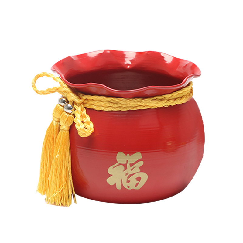 2025 bolsa de dinero de metal, cubo de bendición, cornucopia, maceta de arreglos florales de Nochevieja, material decorativo