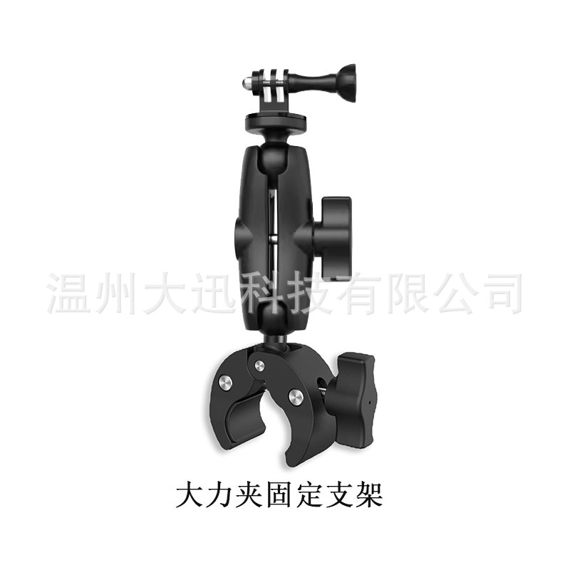 Motocicleta de aleación de aluminio, coche eléctrico, cámara deportiva, soporte M10, tubo grande, soporte de espejo retrovisor en forma de diamante con clip de fuerza