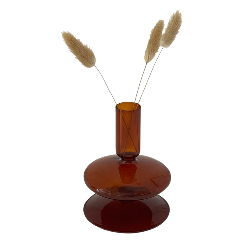 Candelabro de cristal marrón vintage florero ins estilo salón flor seca arreglo de flores candelero decoración adornos