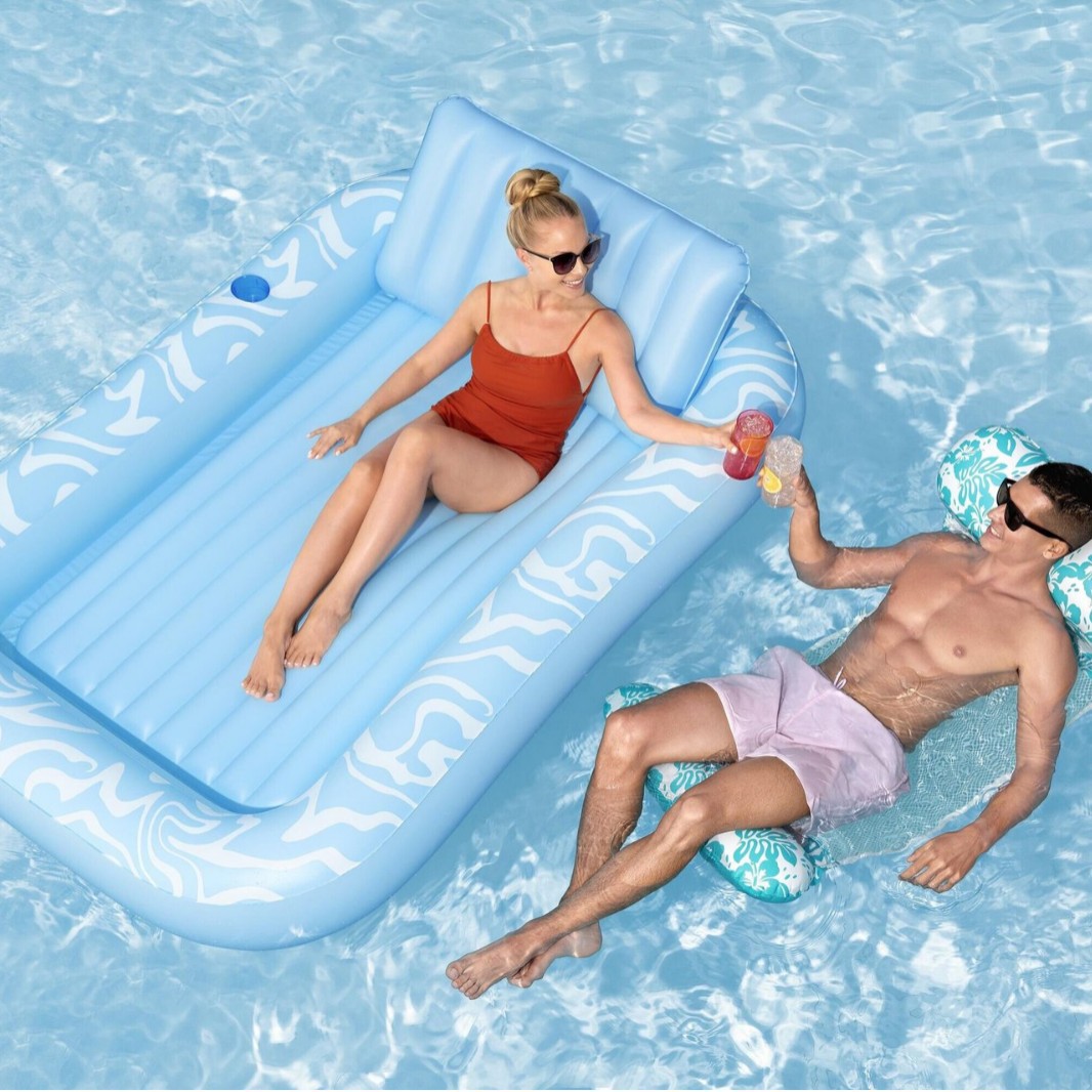 Sunbathing Watermelon Swan Inflatable Double Float, Water Sofa, Inflatable Mattress, Chaise Lounge, Beach Mat, Swimming Ring_voghion.com