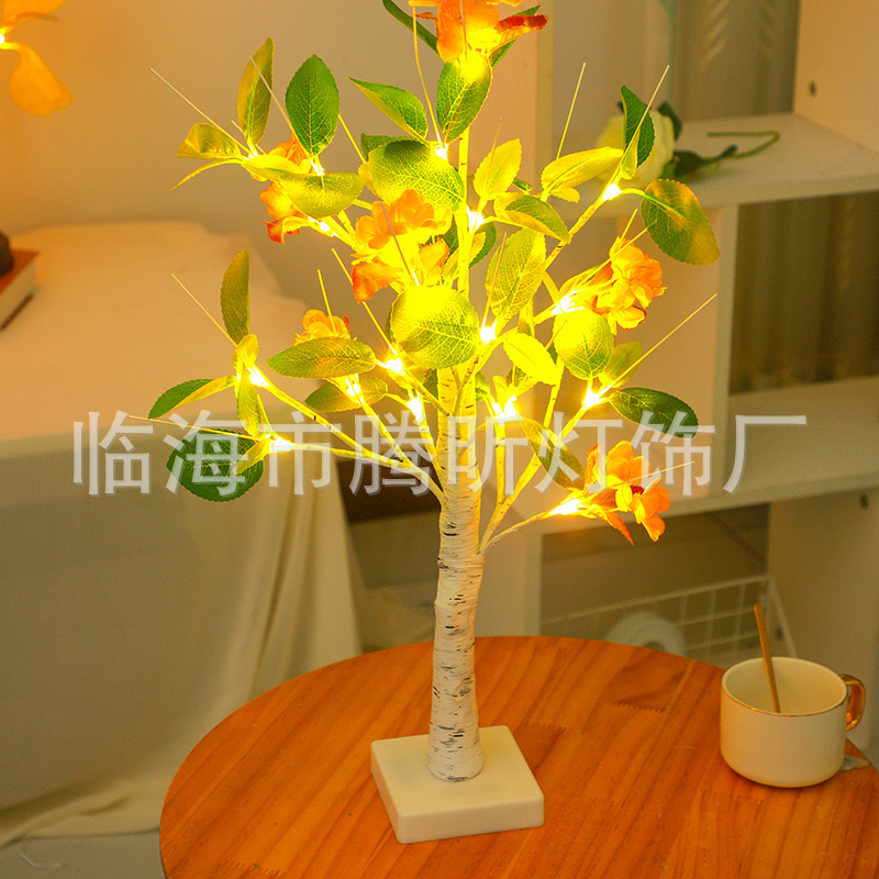 Luz de árbol LED rosa fruta ciruela color mariposa luz de abedul azul pálido hoja de arce huevo de oliva