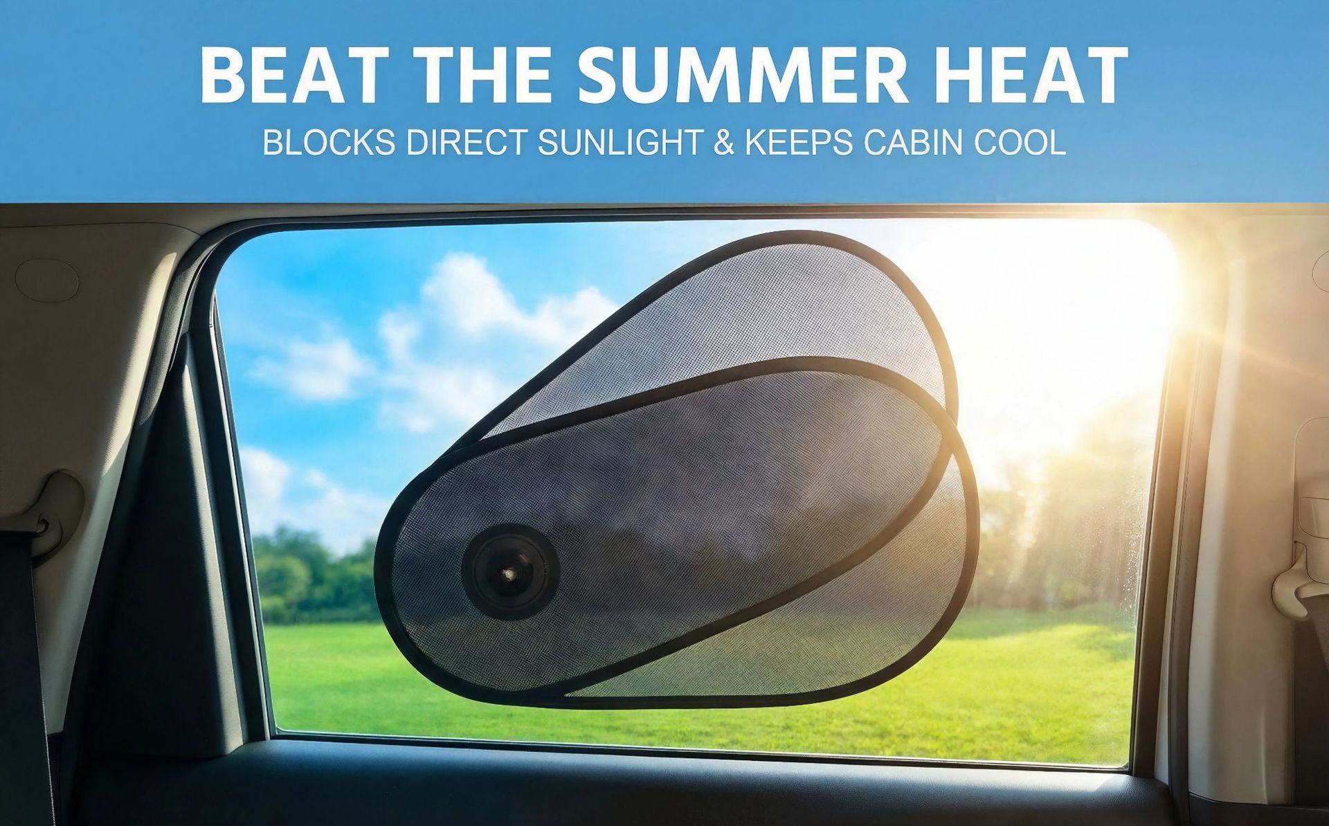 Adjustable suction cup sunshade for cars, sun protection, heat insulation, light blocking, UV protection, side window car sunshade