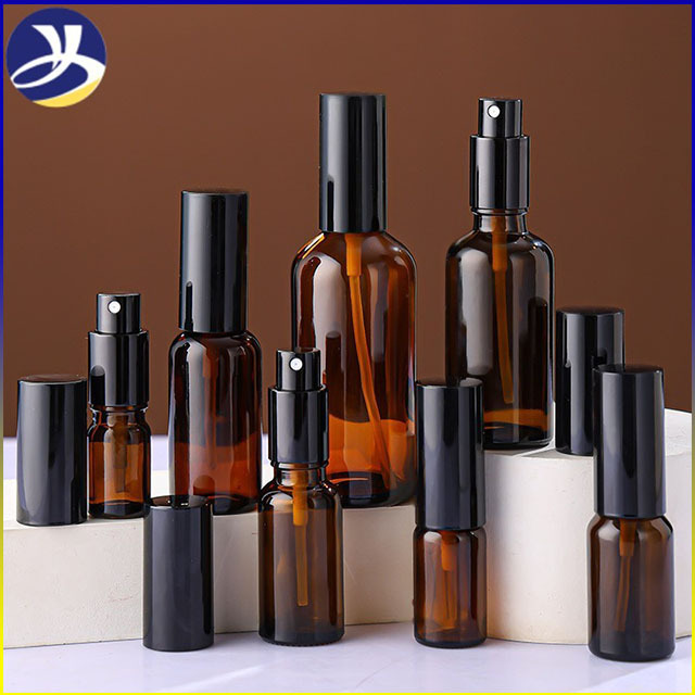 30ml玻璃喷雾瓶50ml乳液瓶按压喷雾分装瓶茶色避光化妆品空瓶批发