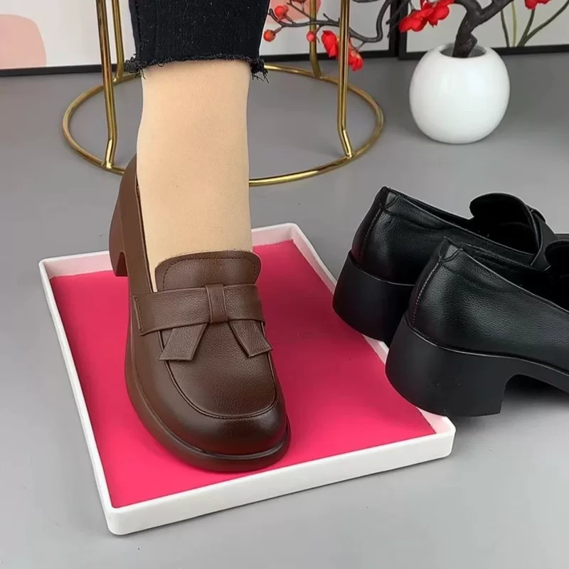 Footwear, leather shoes for mother, genuine leather, trend of season