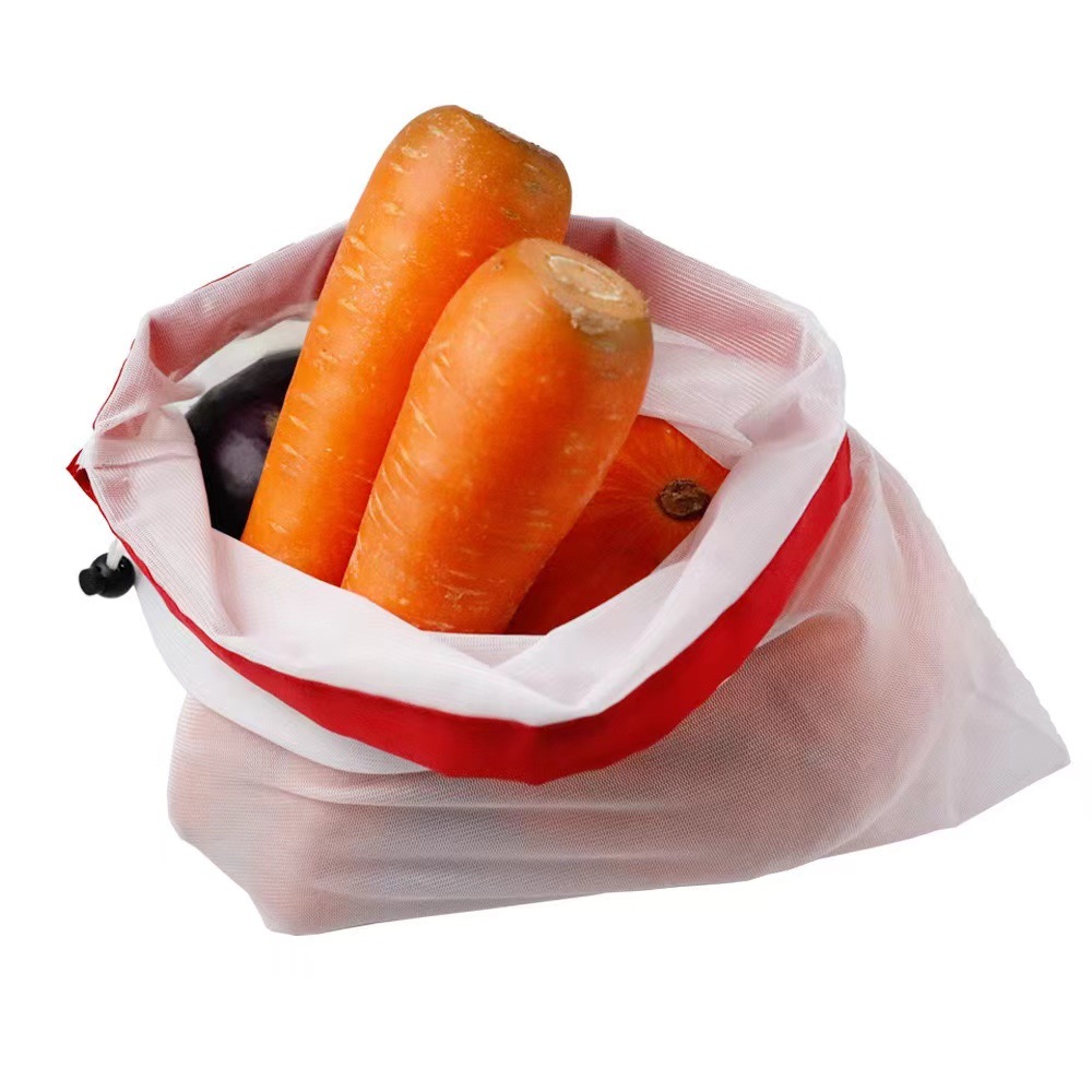 拼接涤纶网布袋水果袋杂物收纳网袋环保束口袋网眼袋批发实惠