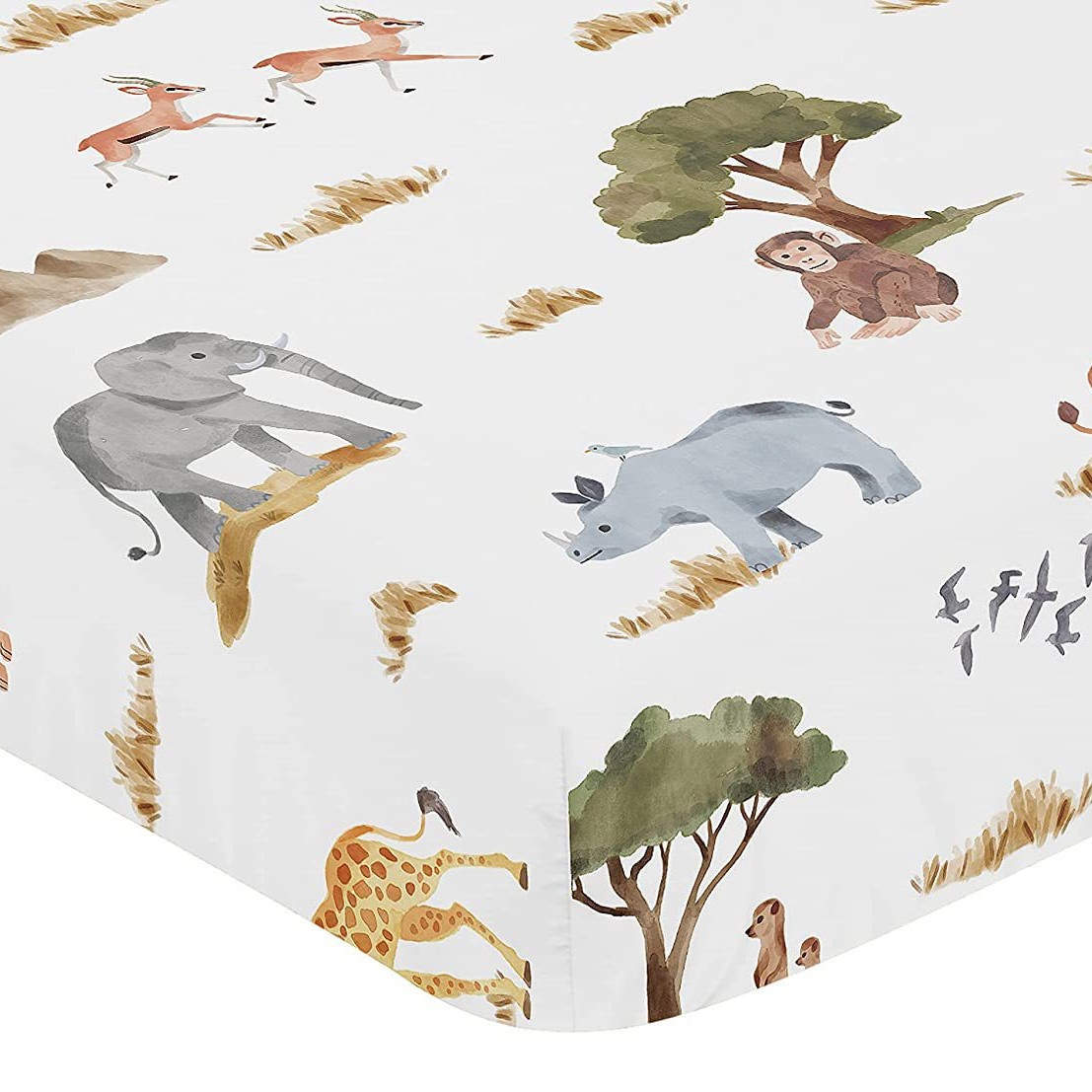 Cross-Border E-Commerce Cartoon Animal Crib Fitted Bed Sheets Newborn Bed Bed Cover Pure Cotton Crib Single Baby Bionic Bed