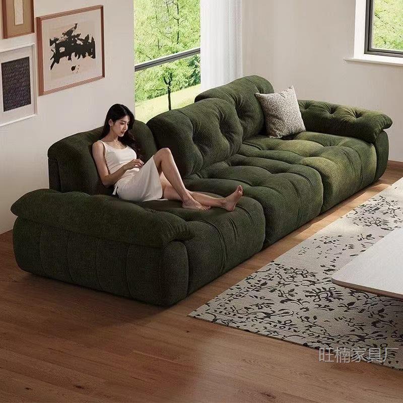 Chenille Cloud Sofa for Living Room, High-End Adjustable High-Back Deep-Seating Home-Use Straight-Row Fabric Sofa