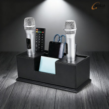 多功能 KTV 话筒座 PU皮革整理遥控器收纳盒 酒店用品优选款