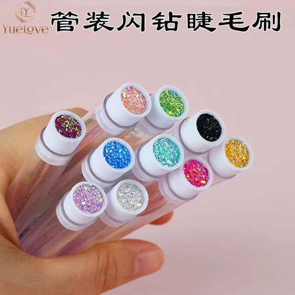 Cross-Border Crystal Rod Eyelash Comb with Diamond-Encrusted Tube, Transparent Individual Eyelash Brush, Eyebrow Brush, Convenient Eyelash Curling Brush