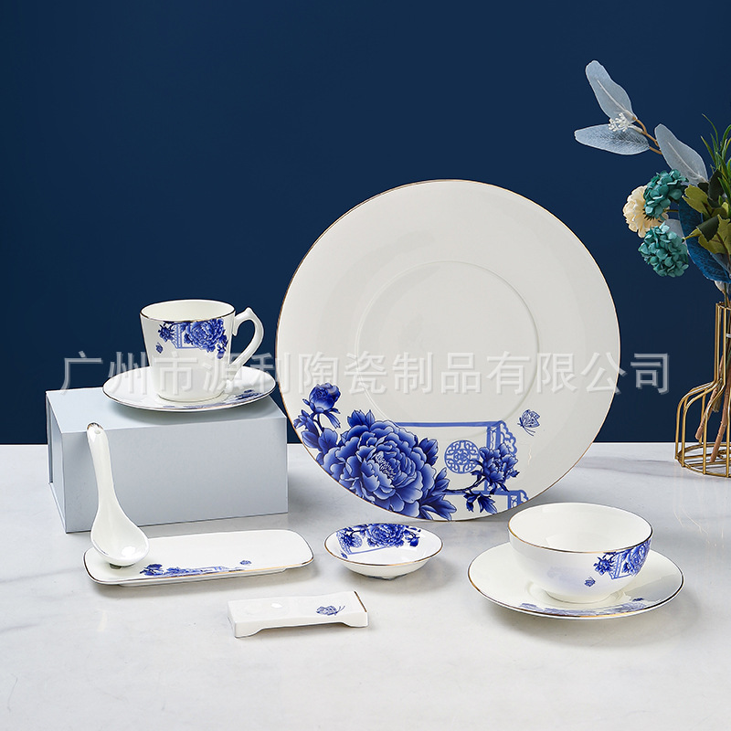 Bone China Tableware Set Chaozhou High-end Creative Simple Japanese-style Porcelain Bowl Plate and Spoon Plate Set Gift Household Wholesale Bone China Tableware Set Chaozhou High-end Creative Simple Japanese-style Porcelain Bowl Plate and Spoon Plate Set Gift Household Wholesale