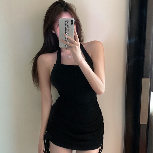 Pure Desire Retro Spicy Strapless Crossbody Tank Dress for Women Summer Slimming Sexy Party Bodycon Mini Skirt