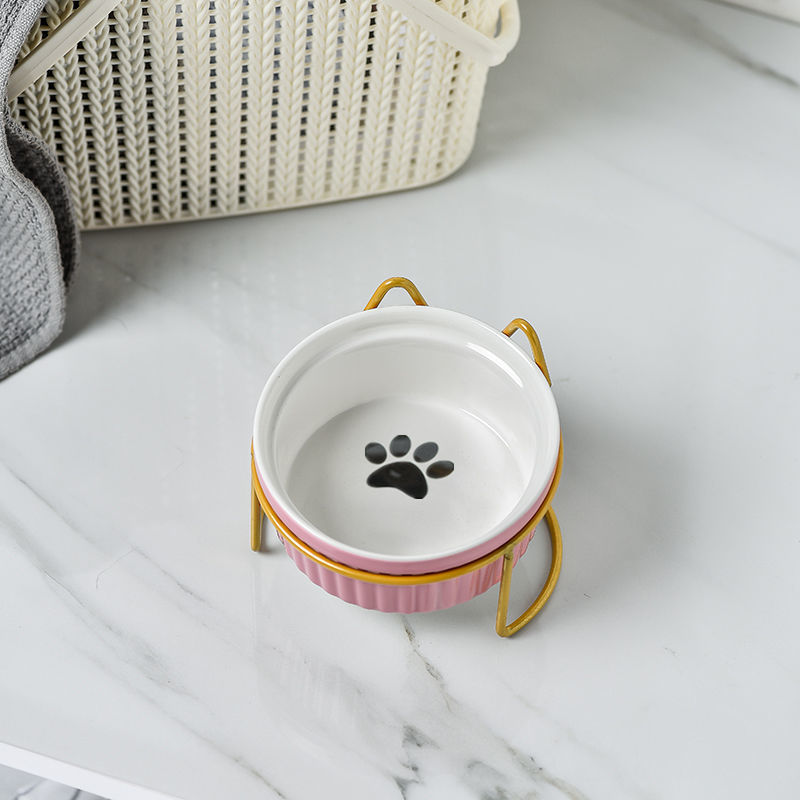 Cerámica doble cuenco cuello para perro y gato cuenco para mascotas cuenco para perros cuenco para perros cuenco para gatos cuenco alimentador para mascotas