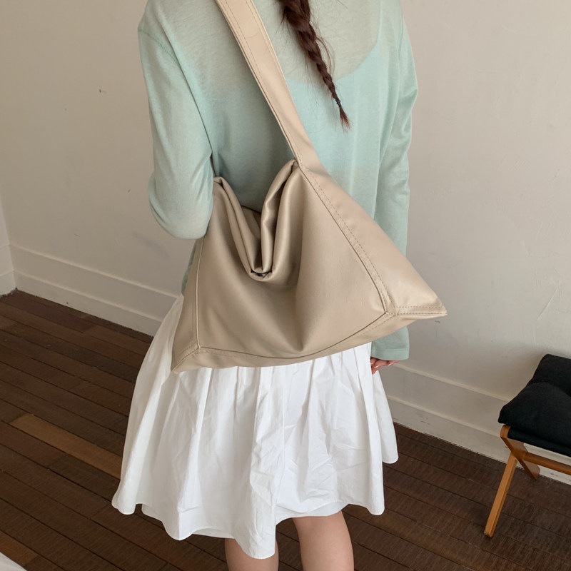 Women's Relaxed Hobo Soft Leather 2026 New Minimalist Underarm Bag Large Capacity Summer Tote For Commuting - Thumbnail 7