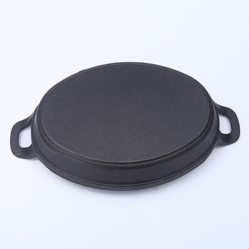 Plancha para barbacoa ovalada de hierro fundido, gruesa, con asas, estilo coreano, para carnes y pescado, uso comercial y exterior