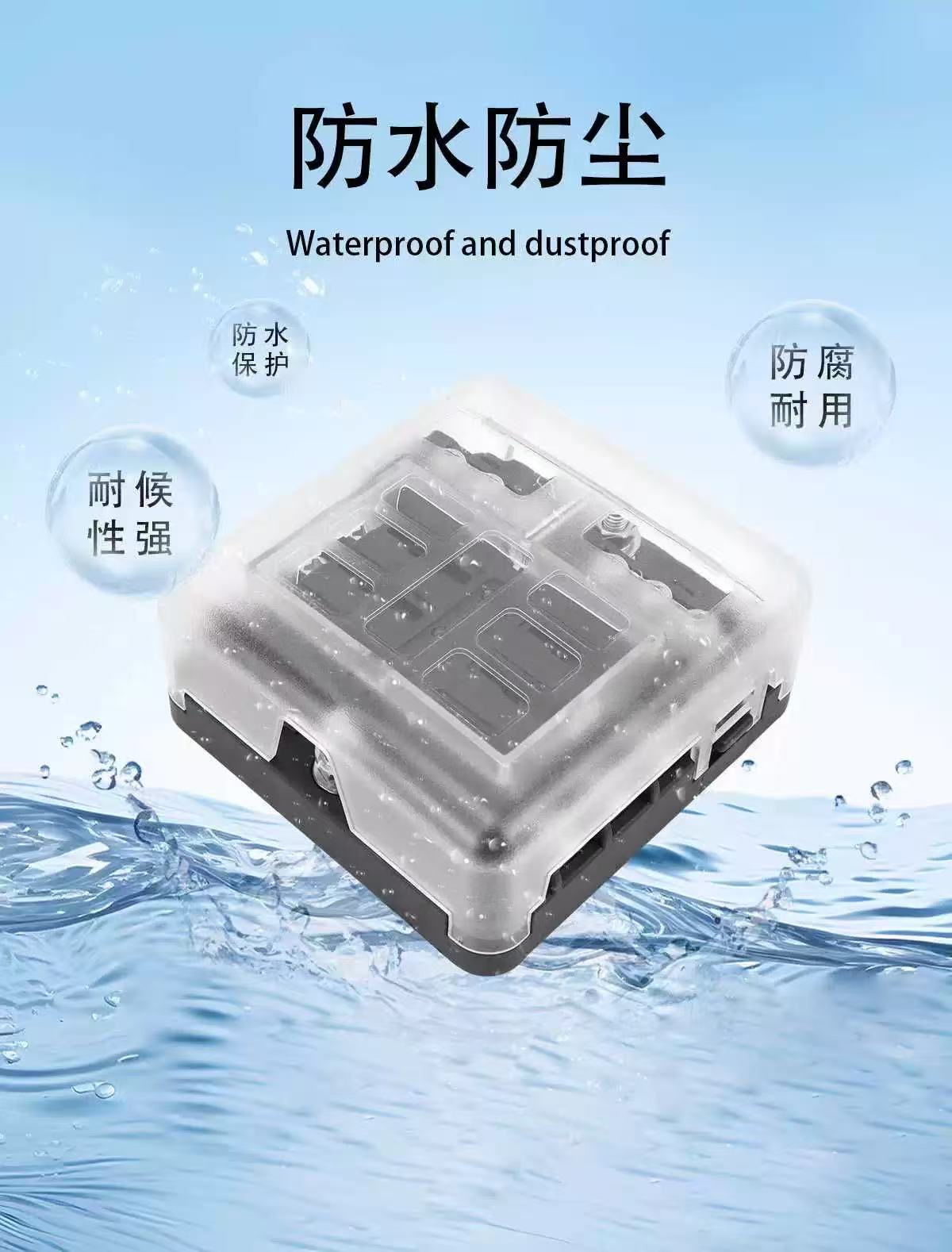Car Fuse Box with Negative Terminal, Plug-In Screw Type, Multi-Way Fuse Box, Led Indicator Light, Boat and Car Accessories