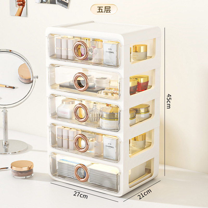 Caja de almacenamiento de cosméticos a prueba de polvo de escritorio transparente tocador de gran capacidad de cuidado de la piel de alto grado de almacenamiento rack de acrílico caja