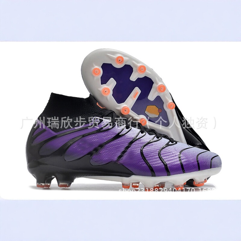 Men's High and Low Top Fully Cushioned Waterproof Knitted Breathable Wear-Resistant Ag Spike Football Shoes Brand Soccer Shoes