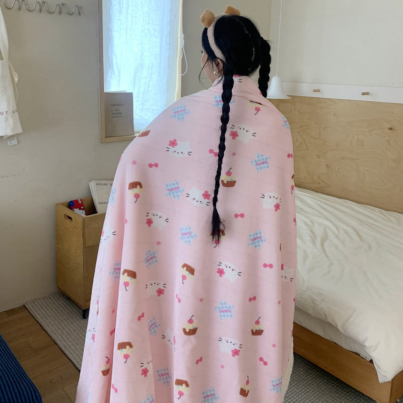 秋冬加厚牛奶绒毛毯双层休闲盖毯羊羔绒保暖办公室午休毯学生披肩|undefined