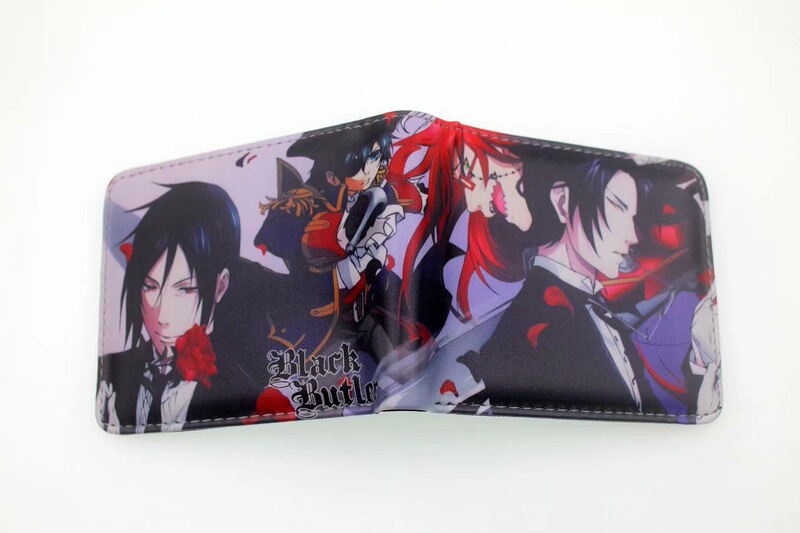 Men's and Women's Black Deacon Cartoon Wallet for Teenagers and Middle School Students Animation Wednesday Fold Wallet Shire Devil Contract