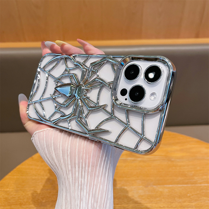 メタリック塗装の透かし彫り放熱スパイダー電気メッキ携帯電話ケース iPhone17promax対応 Apple16/15対応 輸出入向け|undefined
