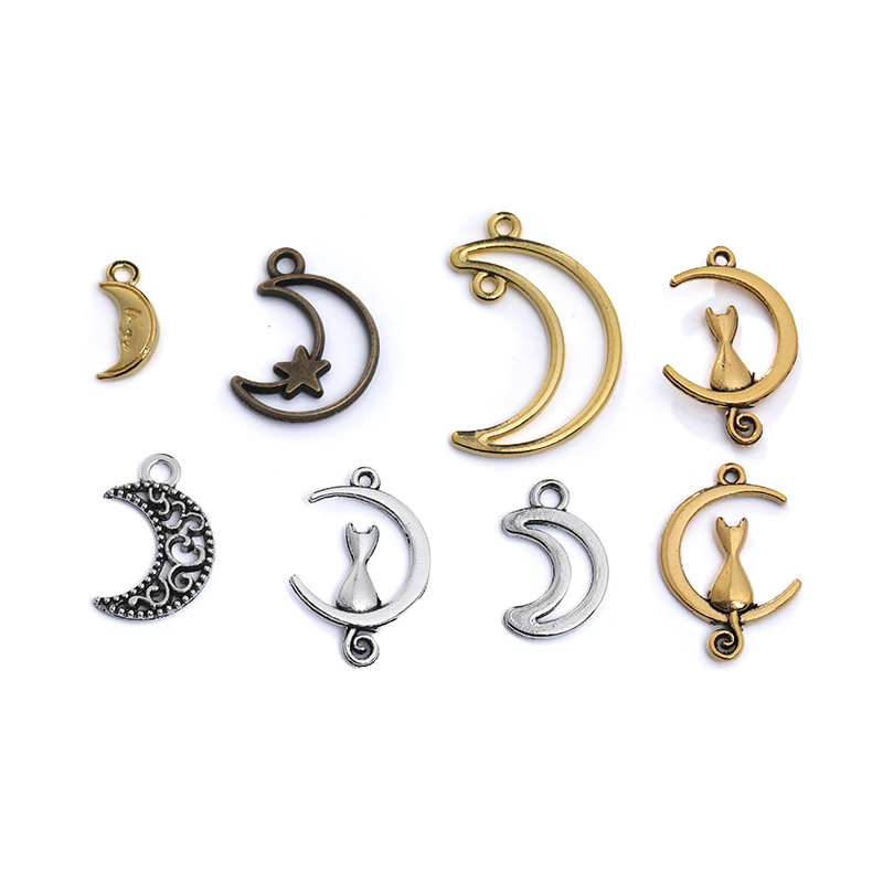 Wholesale DIY vintage alloy star moon pendant necklace handicraft making A800505