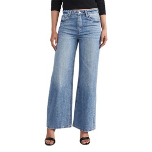 Foreign trade cross-border Amazon independent station AliExpress washed light color high elastic women's wide leg Denim trousers