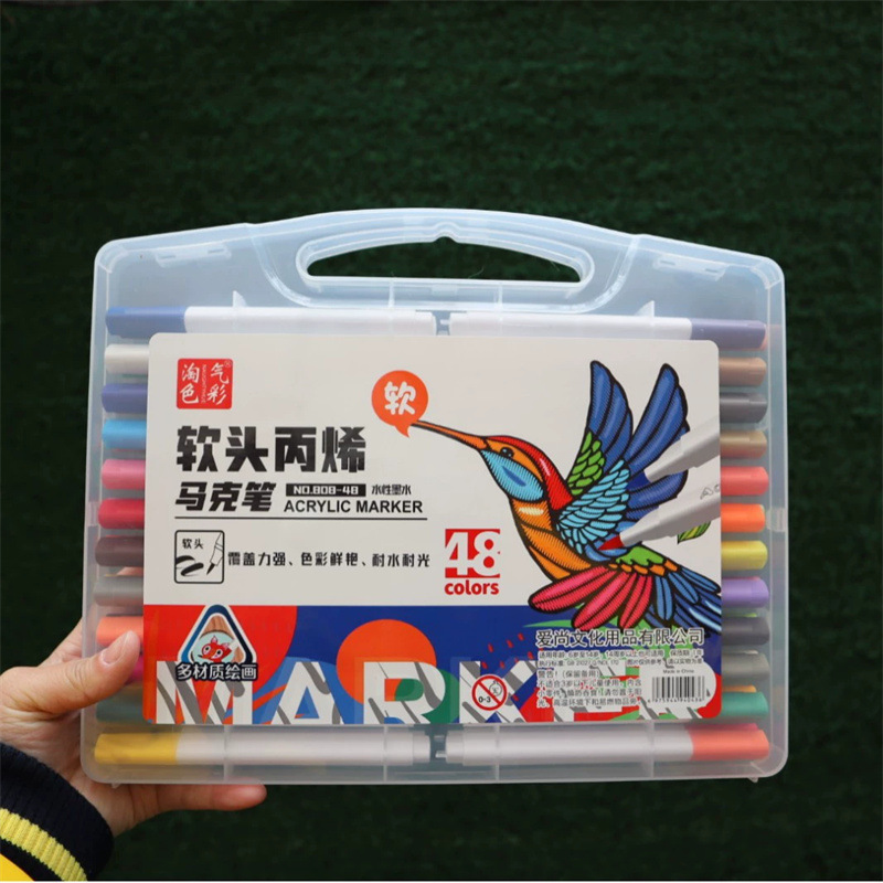 Marcador de acrílico plegable de color para niños graffiti pintura de lápiz de color rápido secado impermeable sin olor conjunto de lápiz de marca