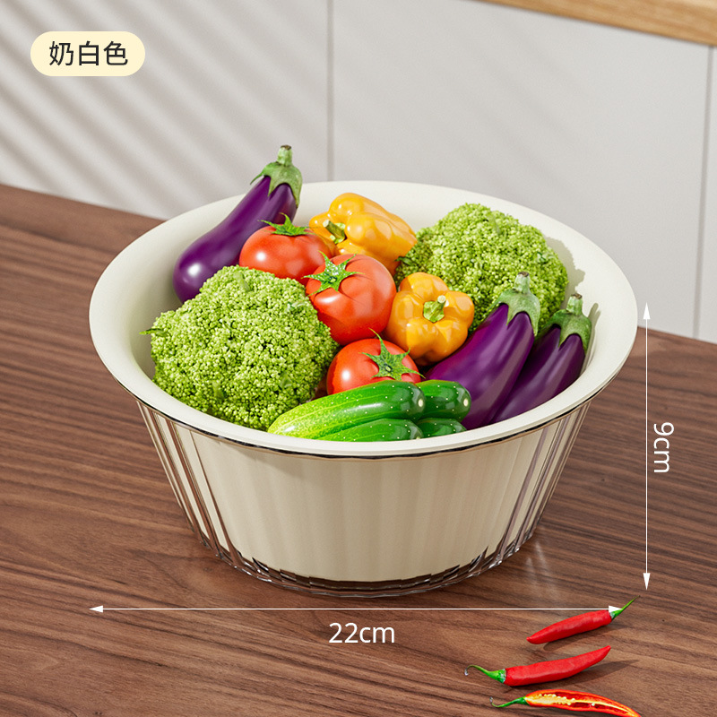 Nuevo fregadero de verduras de doble capa, plato de frutas de plástico para el hogar, cocina gruesa, filtro de agua multifuncional, canasta de lavado de arroz azul