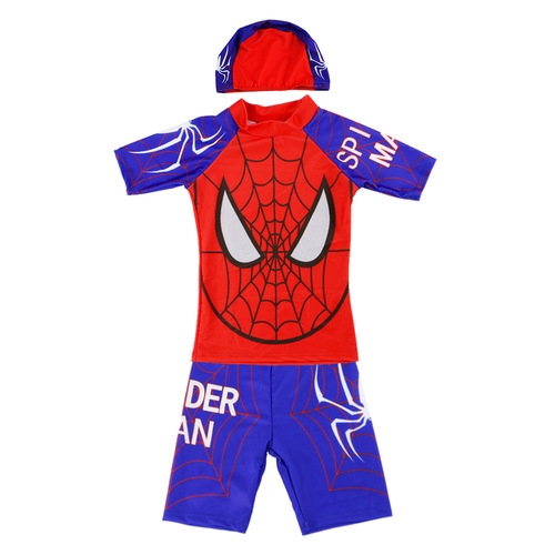 Cartoon three-piece set for children and boys split baby boy swimming trunks short-sleeved beach sun protection hot spring swimsuit wholesale