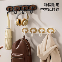 木纹挂钩免打孔门后衣架强力承重玄关钥匙外套放置架厕所墙上粘钩