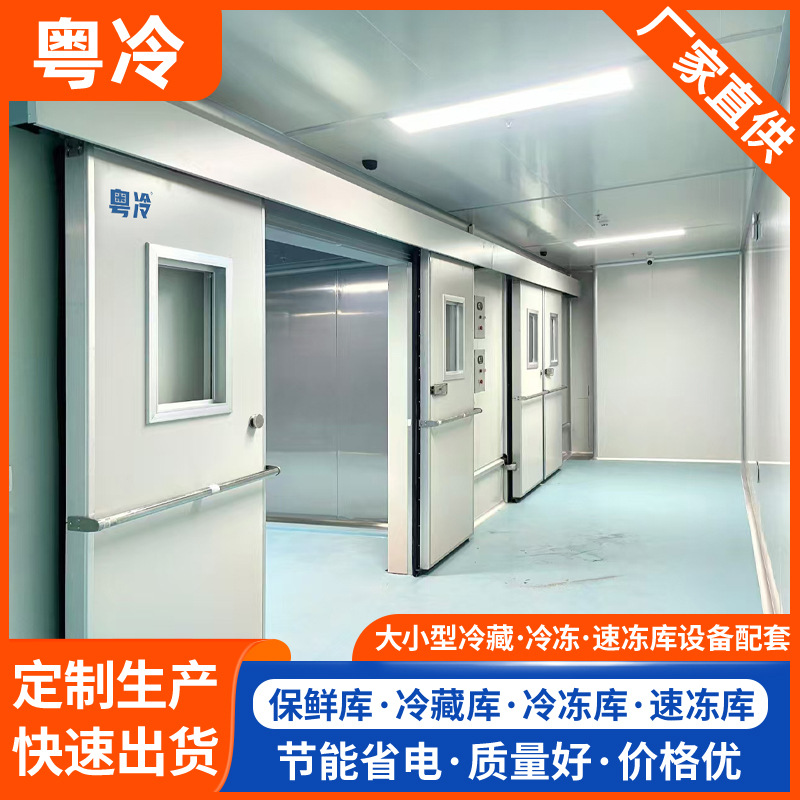 定制不锈钢彩钢冷库专用门冷库配件电动半埋门双开平移全埋冷库门