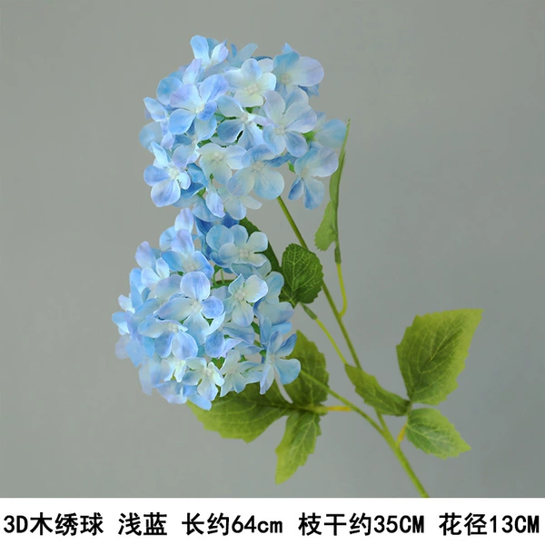 3D wooden hydrangea light blue