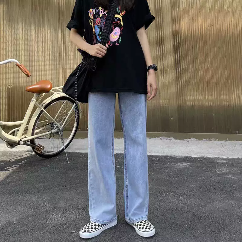 高腰薄款牛仔裤女直筒宽松春夏季新款显瘦显高拖地阔腿裤垂感长裤