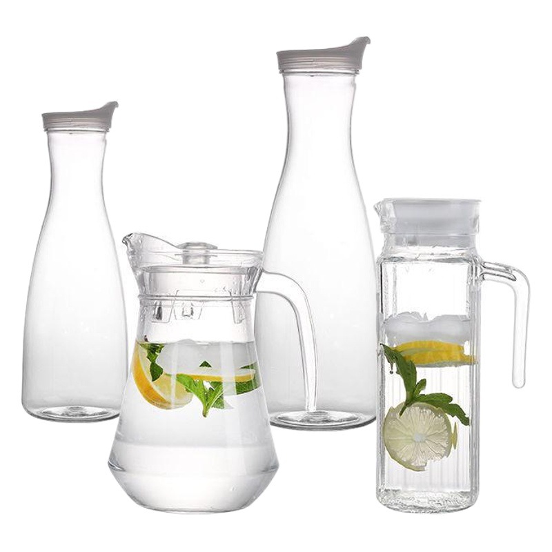 Jarra de acrílico a rayas, jarra de plástico para agua fría, jarra octogonal, jarra para té, jarra para bebidas y jugos, resistente a altas temperaturas