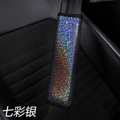 XSM colorful Starry Sky bronzing leather car seat belt shoulder protective cover cross-border trade Amazon wholesale (Seat belt shoulder pad) - xsm-colorful-flash-gold-safety-belt-sheath-colorful-silver-dd