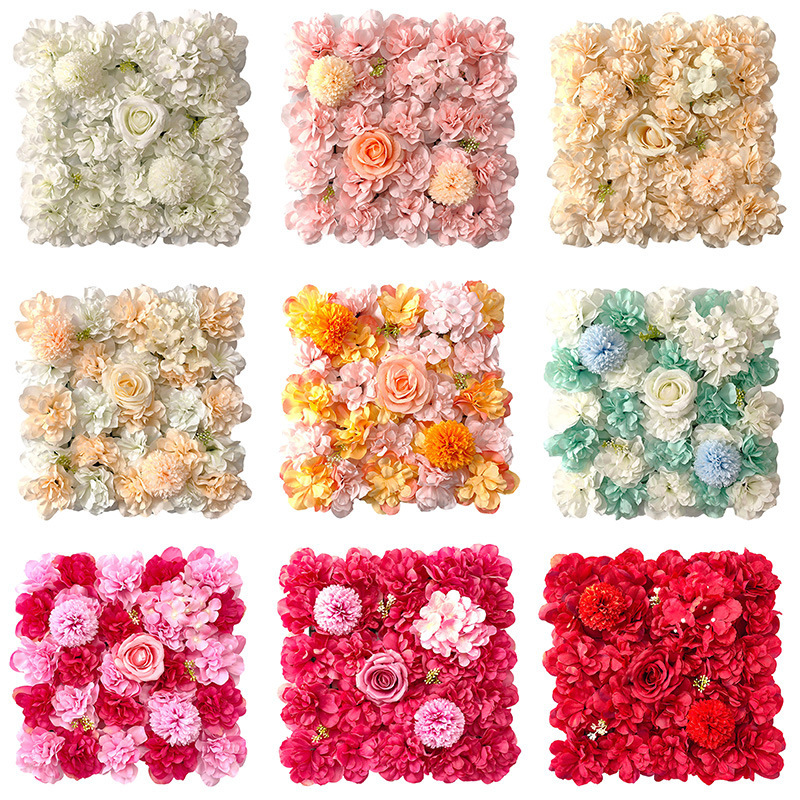 Simulated Flower Wall Wedding Photography Shooting Decoration Background Wall Rose Hydrangea Artificial Flower Row Cross-Border Wholesale